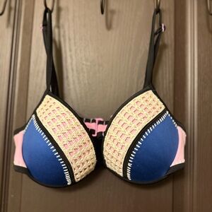 Victoria secret 36C Bikini Top beach , pool vibes pink, and blue crochet